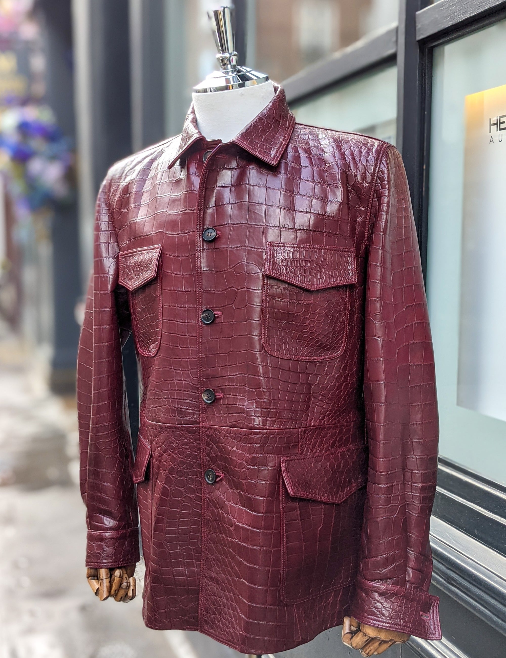 Ascot Safari Jacket - Bordeaux Crocodile - Ascot Shoes