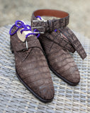 Bespoke Belt - Brown Nubuck Crocodile - Ascot Shoes