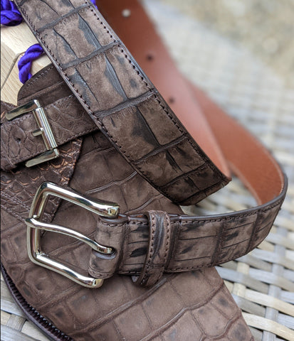 Bespoke Belt - Brown Nubuck Crocodile