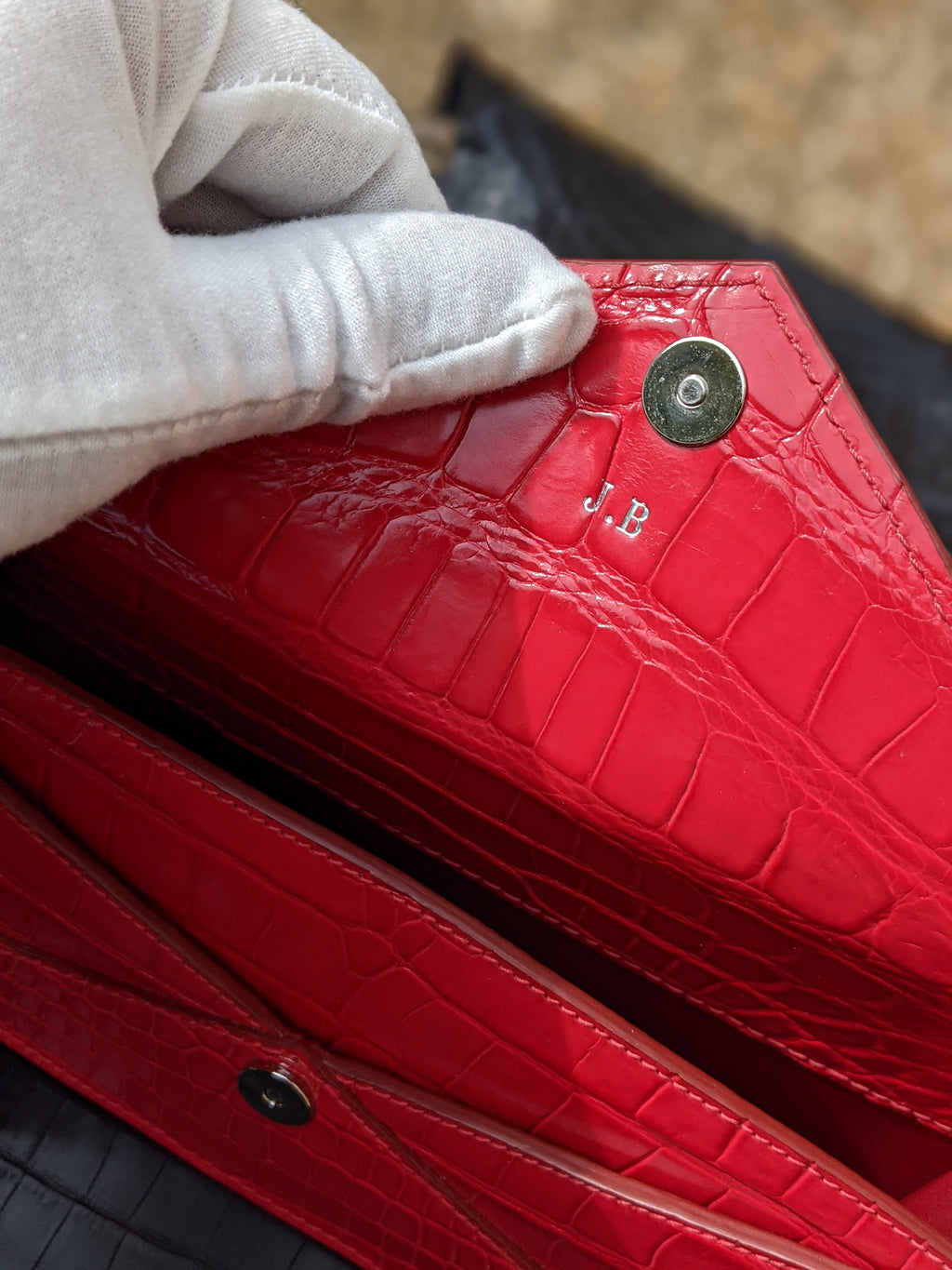 Ladies Alligator Purse - Red Alligator - Ascot Shoes
