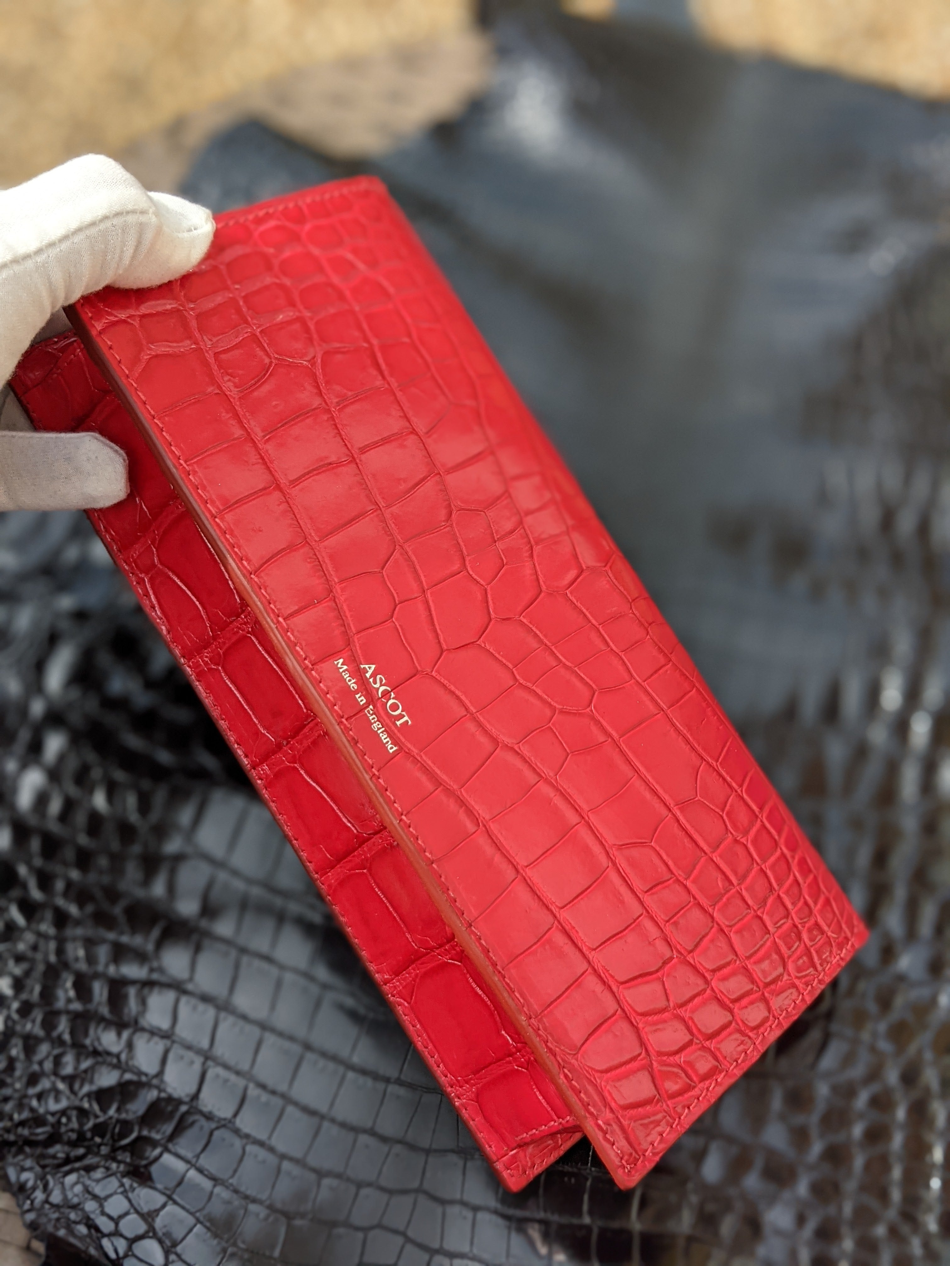 Ladies Alligator Purse - Red Alligator - Ascot Shoes