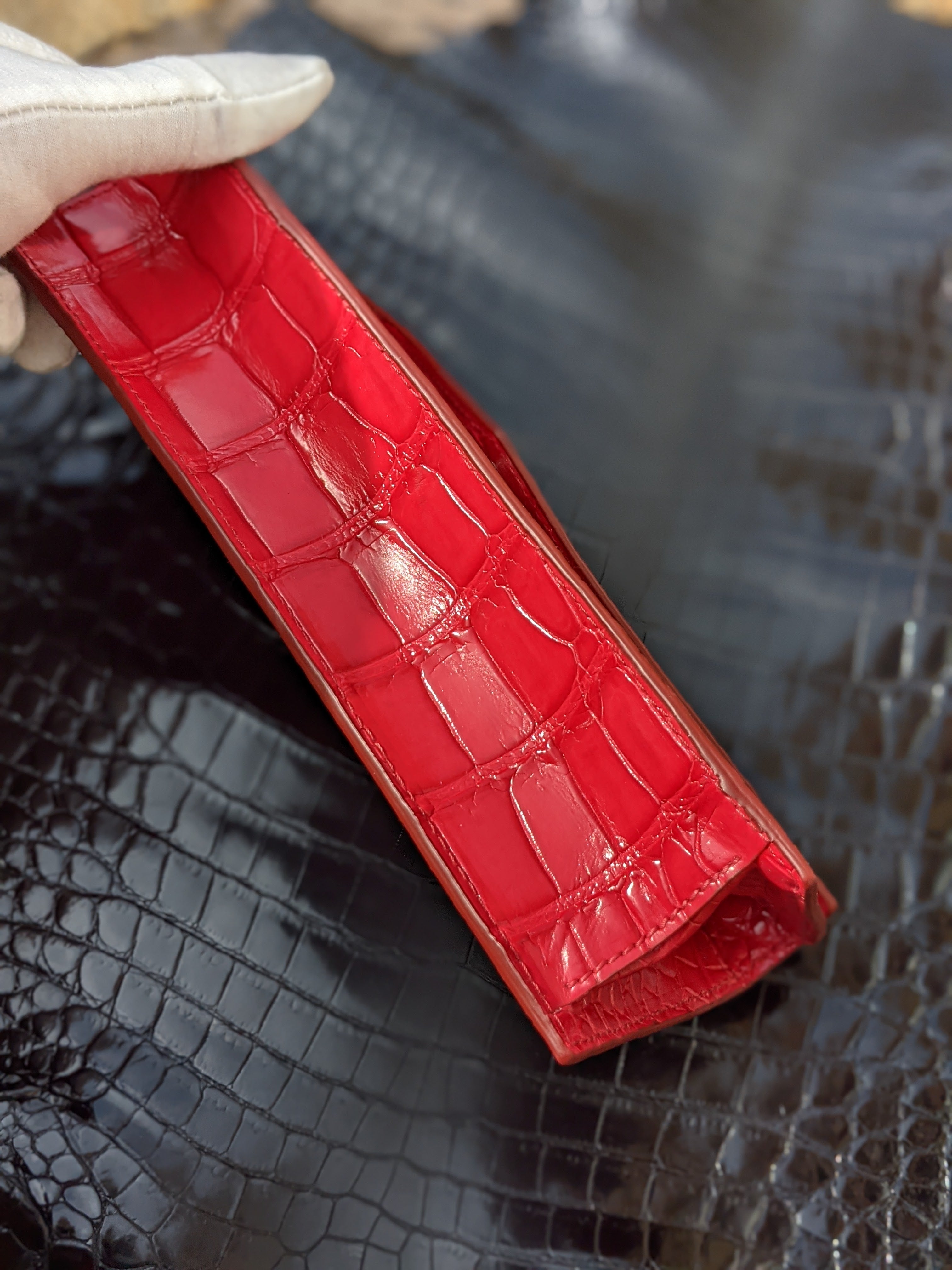 Ladies Alligator Purse - Red Alligator - Ascot Shoes