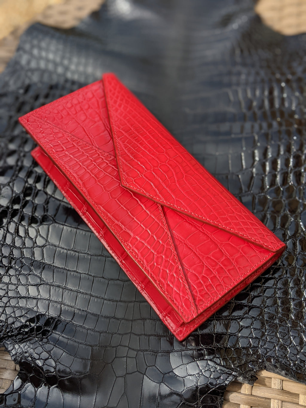 Ladies Alligator Purse - Red Alligator - Ascot Shoes