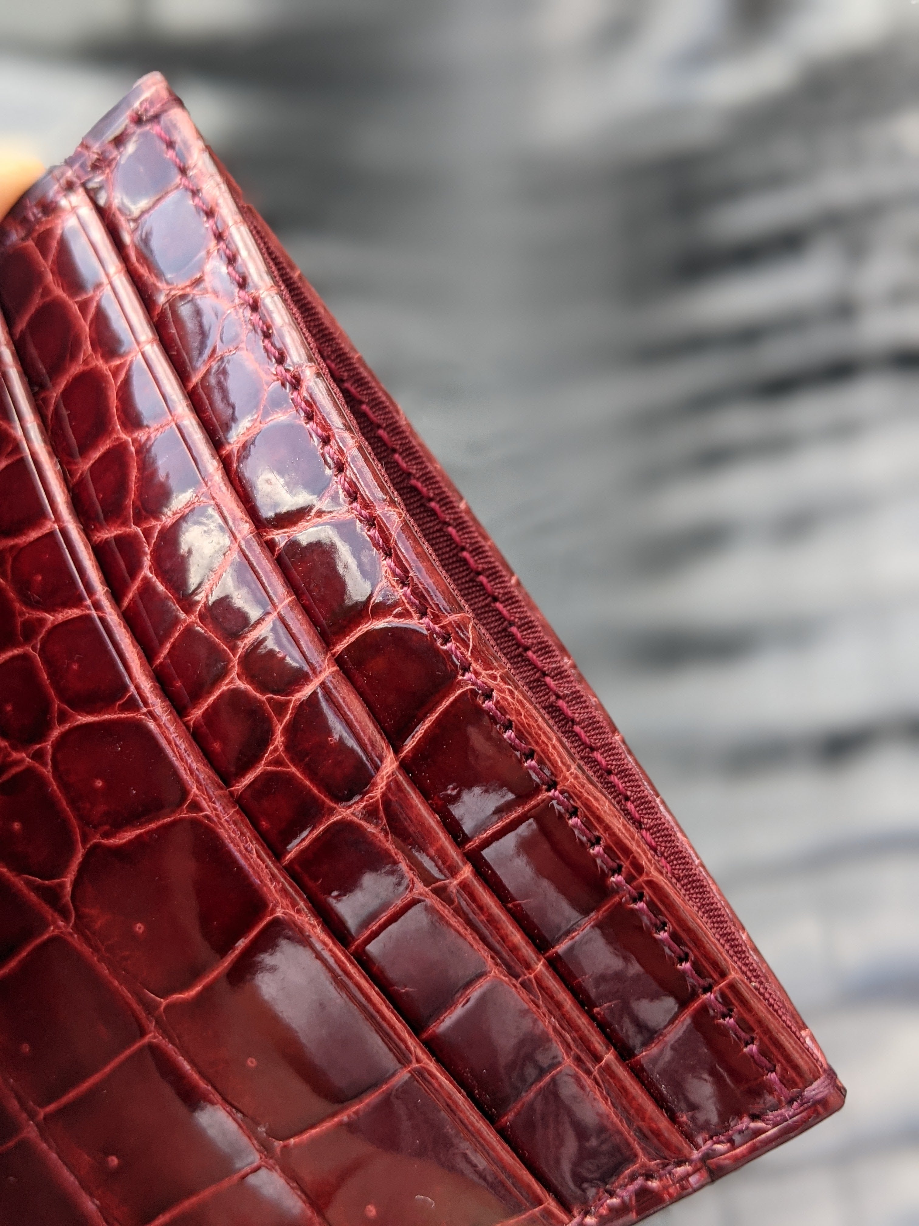 Credit Card Slip - Burgundy Crocodile - Ascot Shoes