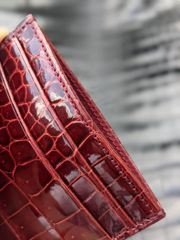 Credit Card Slip - Burgundy Alligator