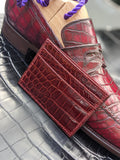 Credit Card Slip - Burgundy Alligator - Ascot Shoes