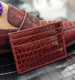 Credit Card Slip - Burgundy Alligator - Ascot Shoes