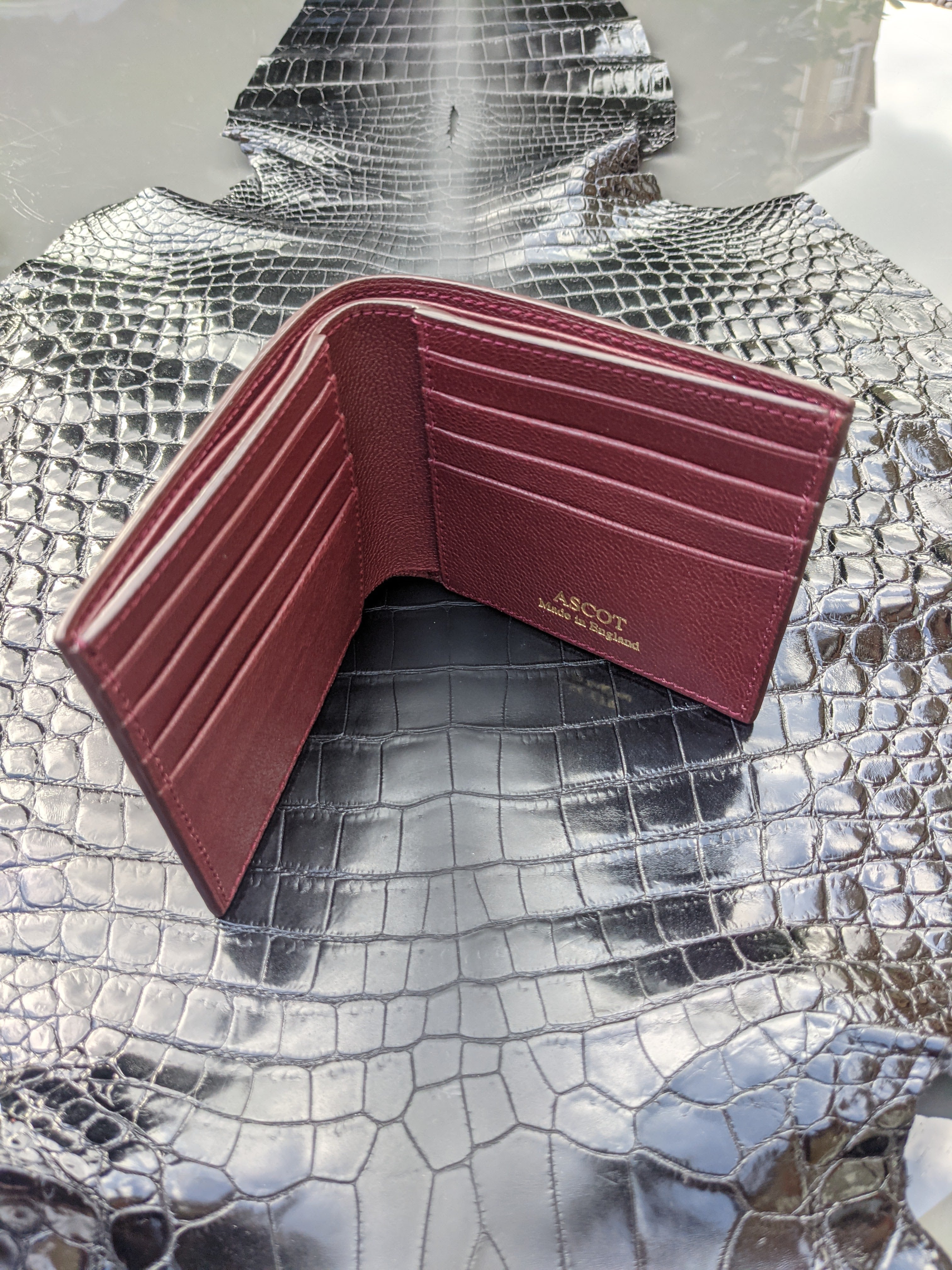 Bespoke Wallet - Burgundy Crocodile - Ascot Shoes