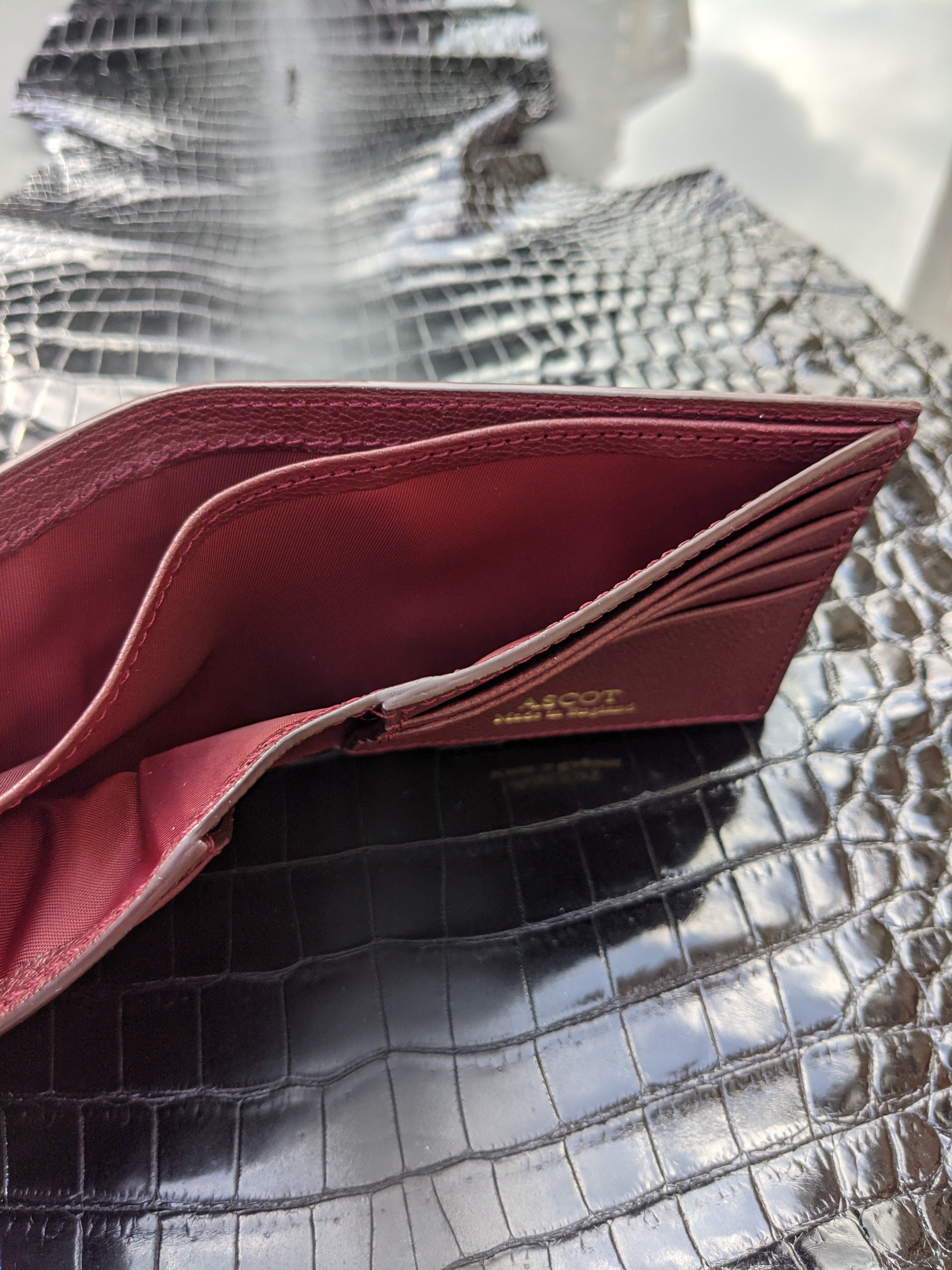 Bespoke Wallet - Burgundy Crocodile - Ascot Shoes
