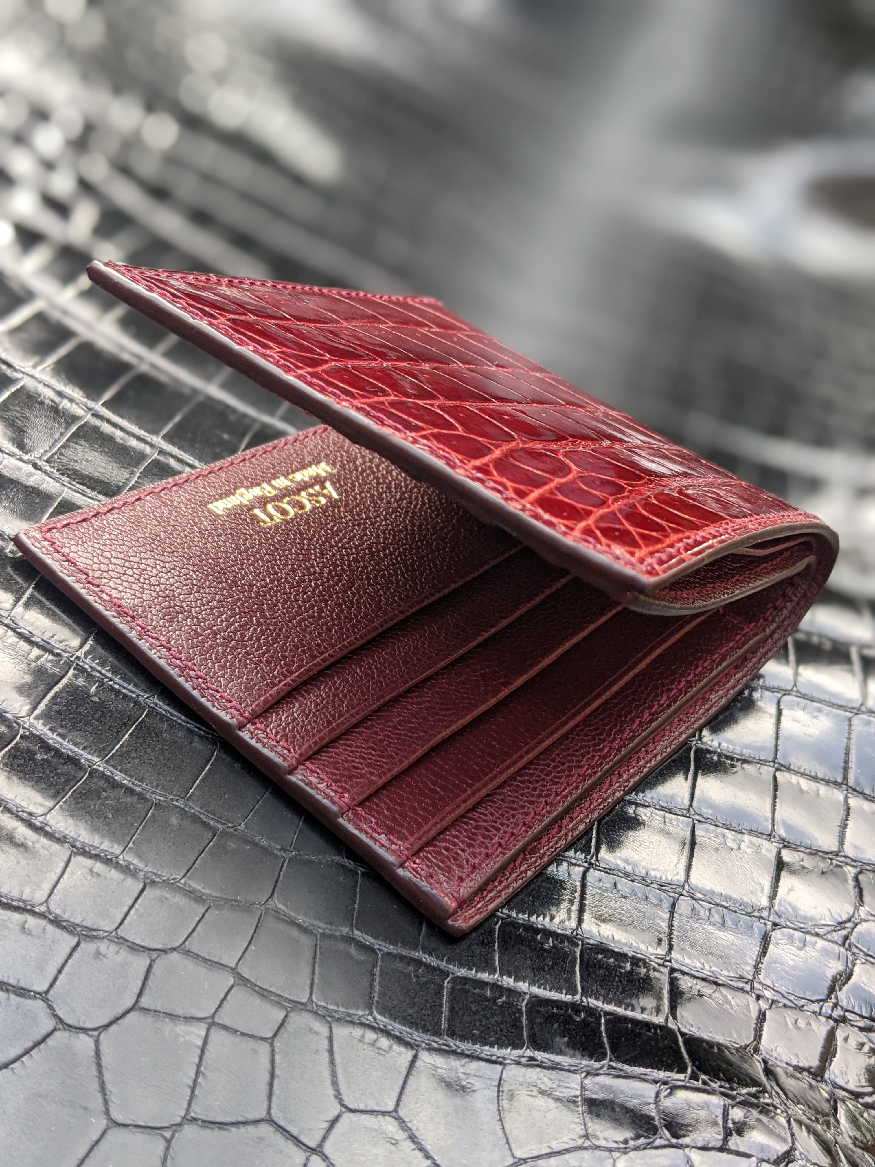 Bespoke Wallet - Burgundy Crocodile - Ascot Shoes