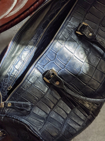 Bespoke Overnight Bag - Blue & Black Crocodile