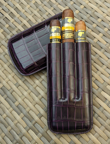 Bespoke Cigar Case - Purple Crocodile