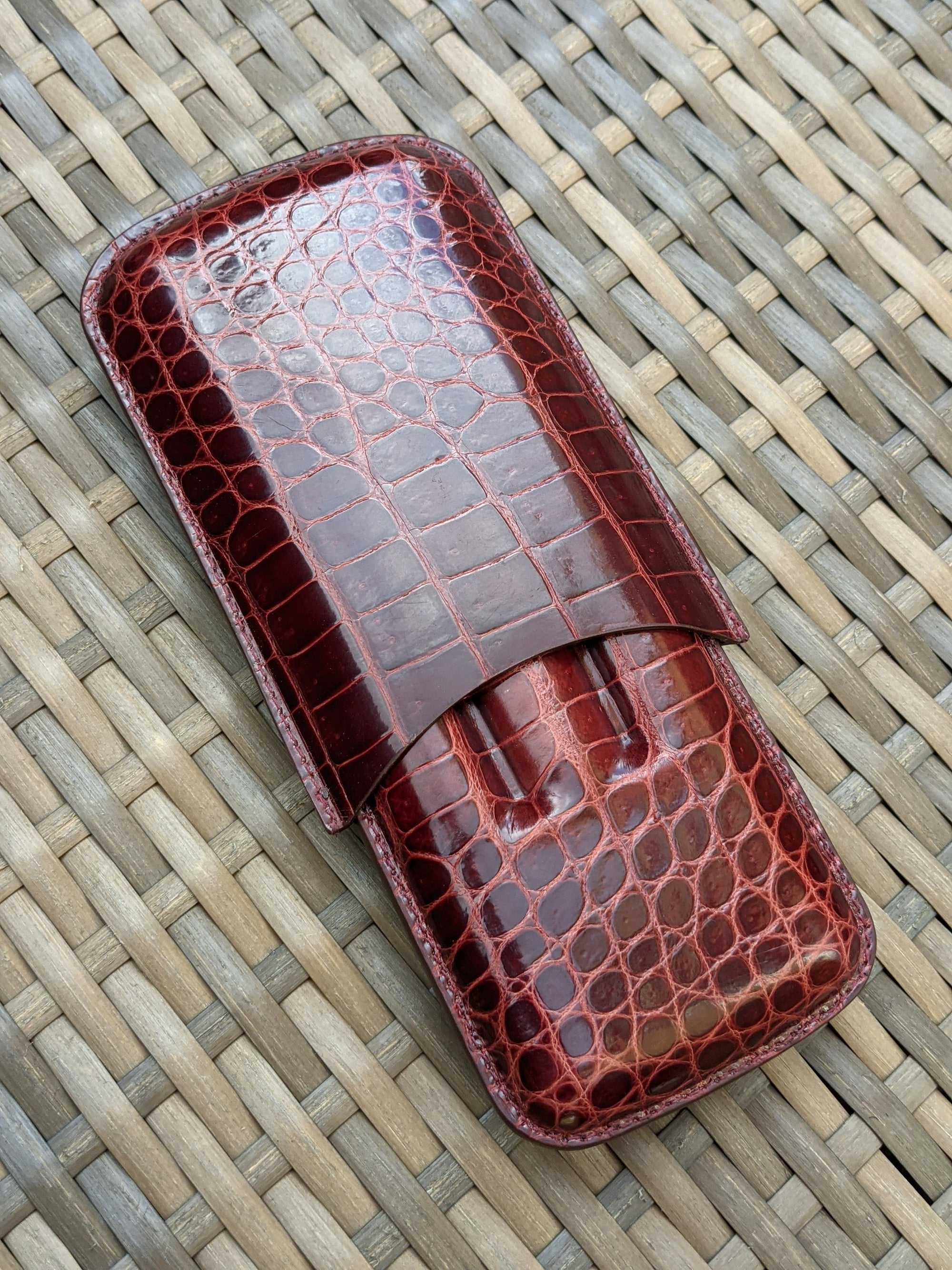 Bespoke Cigar Case - Bordeaux Crocodile - Ascot Shoes