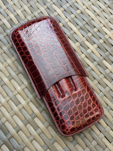 Bespoke Cigar Case - Bordeaux Crocodile