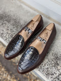 Belgian Loafer - Brown Alligator & Calf - Ascot Shoes