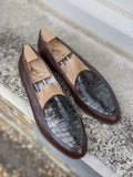 Belgian Loafer - Brown Alligator & Calf - Ascot Shoes
