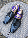 Ascot Sinatra - Black Crocodile & Black Calf - Ascot Shoes