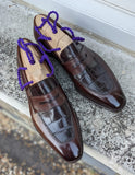 Ascot Sinatra - Brown Crocodile & Brown Calf - Ascot Shoes