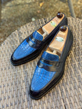 Vass Loafer - Blue Crocodile & Blue Museum, UK 10, U last - Ascot Shoes
