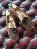 Belgian Loafer - Brown Alligator & Tan Calf - Ascot Shoes