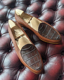 Belgian Loafer - Brown Alligator & Tan Calf - Ascot Shoes