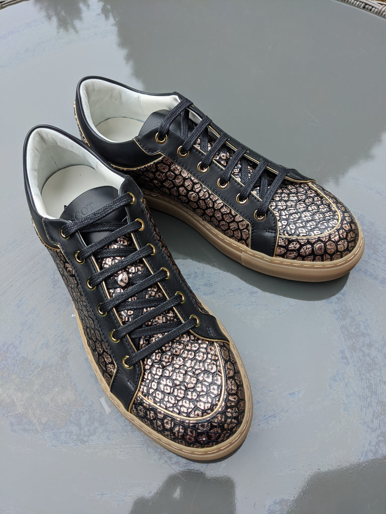 Ascot Sneakers - Gold & Black Python - EU 43/ UK 9/ US 10 - Ascot Shoes