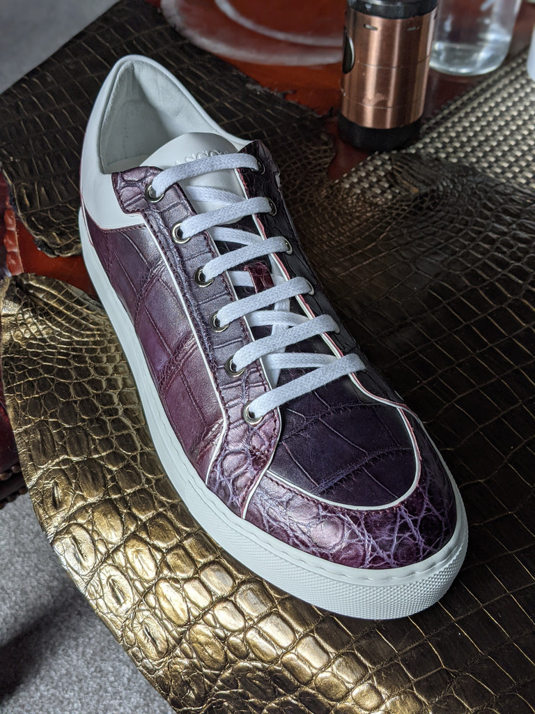 Ascot Sneakers - Purple Metallic Alligator - EU 43.5/ UK 9.5/ US 10.5 - Ascot Shoes