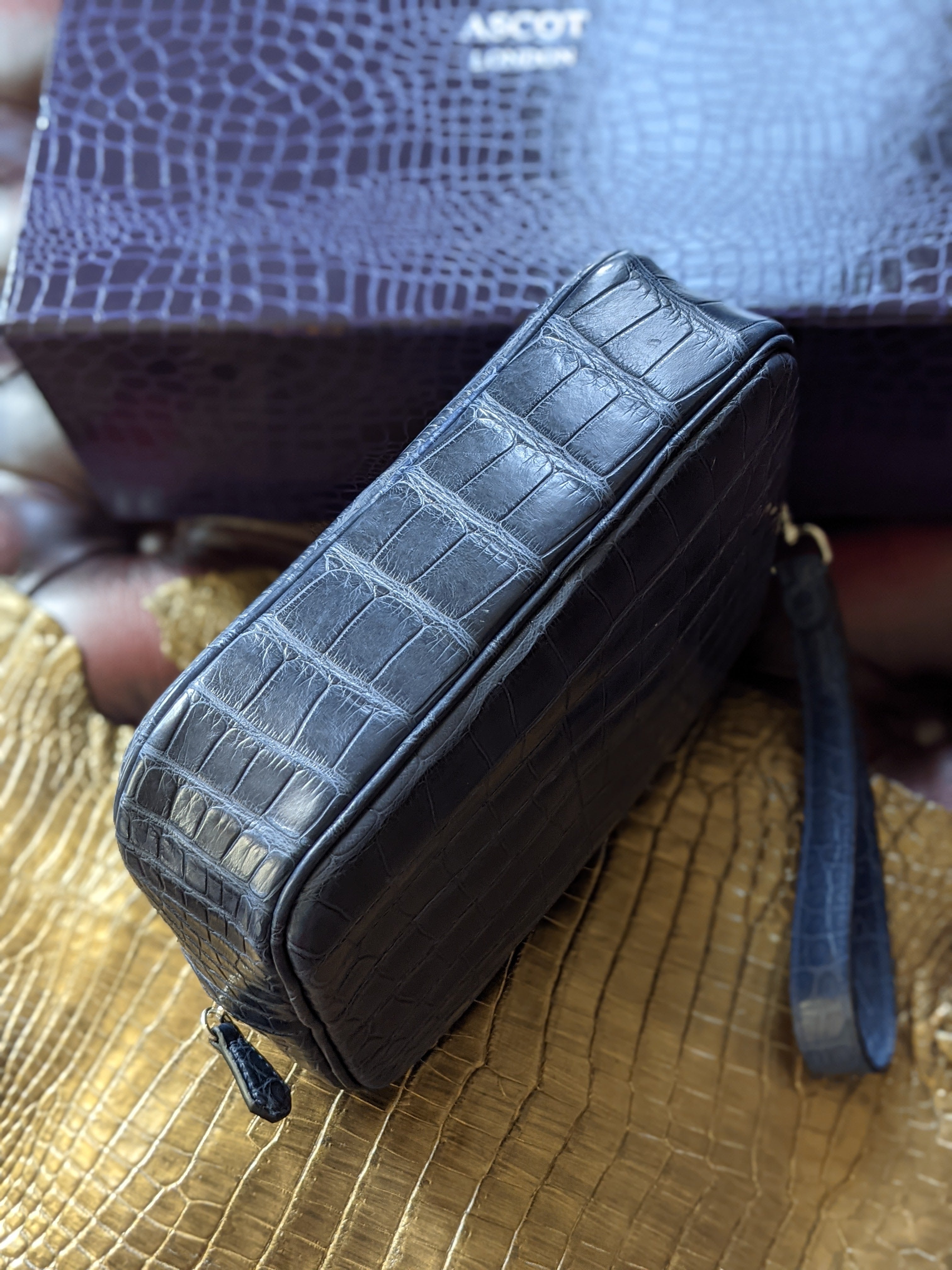 Clutch Bag - Blue Crocodile - Ascot Shoes