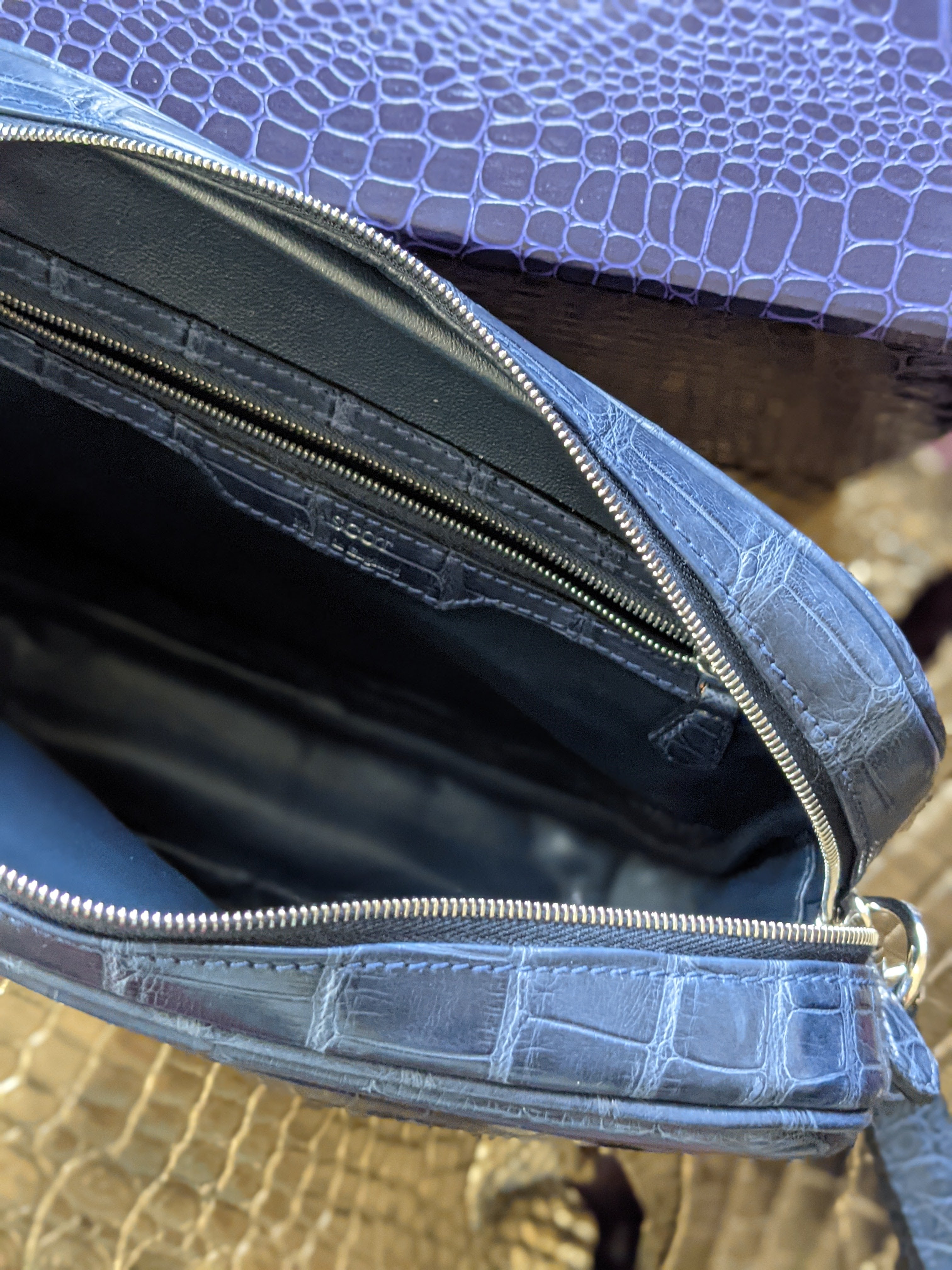 Clutch Bag - Blue Crocodile - Ascot Shoes