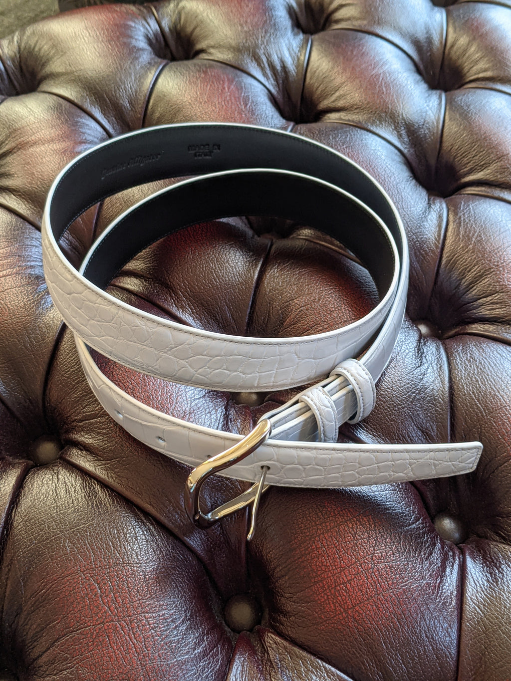 Bespoke Belt - White Nile Crocodile - Ascot Shoes