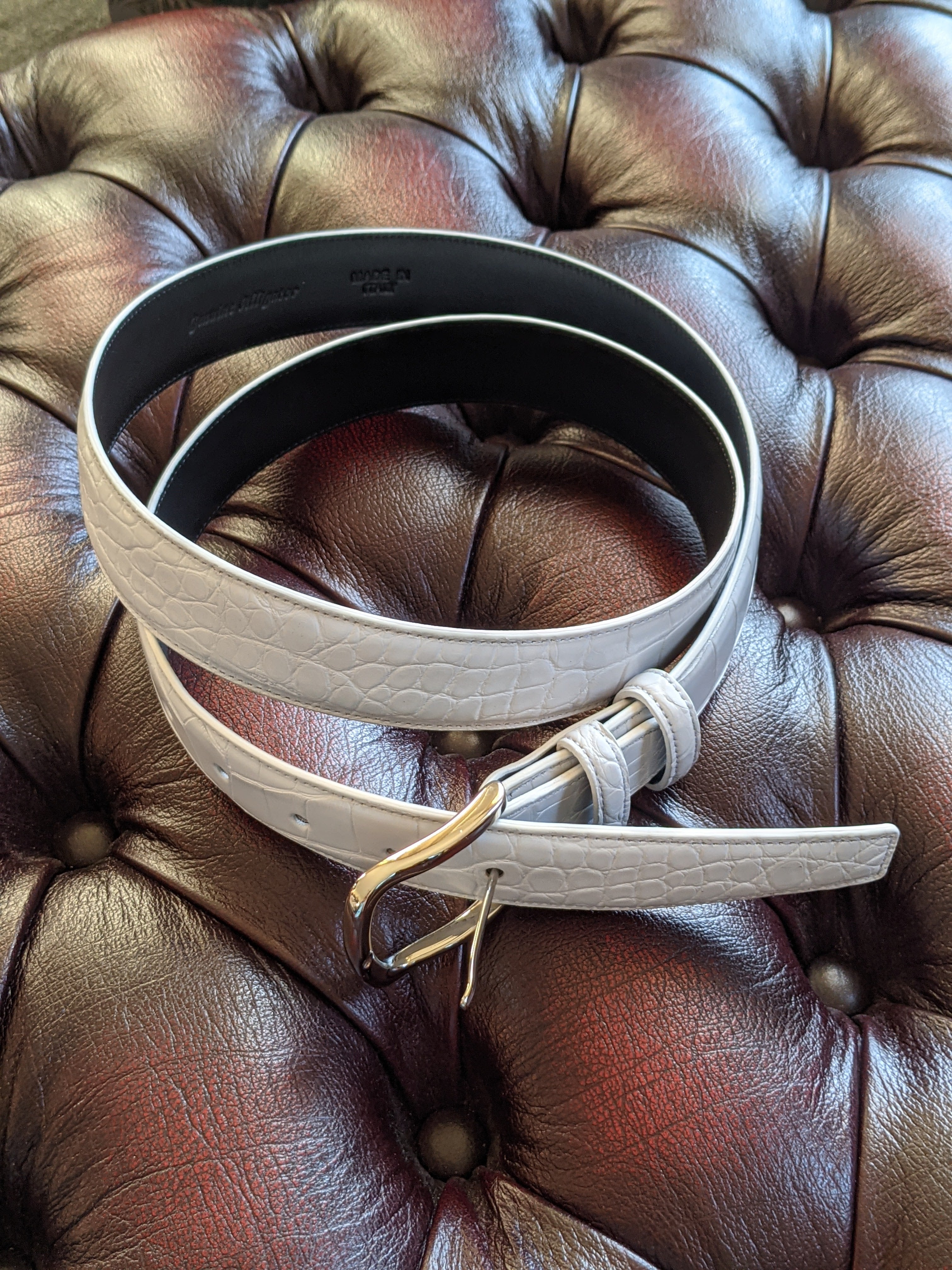 Bespoke Belt - White Nile Crocodile - Ascot Shoes
