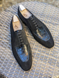 Ascot Kaan - Black Suede & Black Crocodile - Ascot Shoes