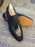 Ascot Kaan - Black Suede & Black Crocodile - Ascot Shoes