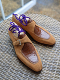 Ascot Andre - Camel Suede & Cognac Crocodile - Ascot Shoes