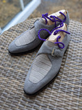 Ascot Andre - Light Grey Suede & Crocodile - Ascot Shoes