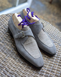 Ascot Andre - Light Grey Suede & Crocodile - Ascot Shoes