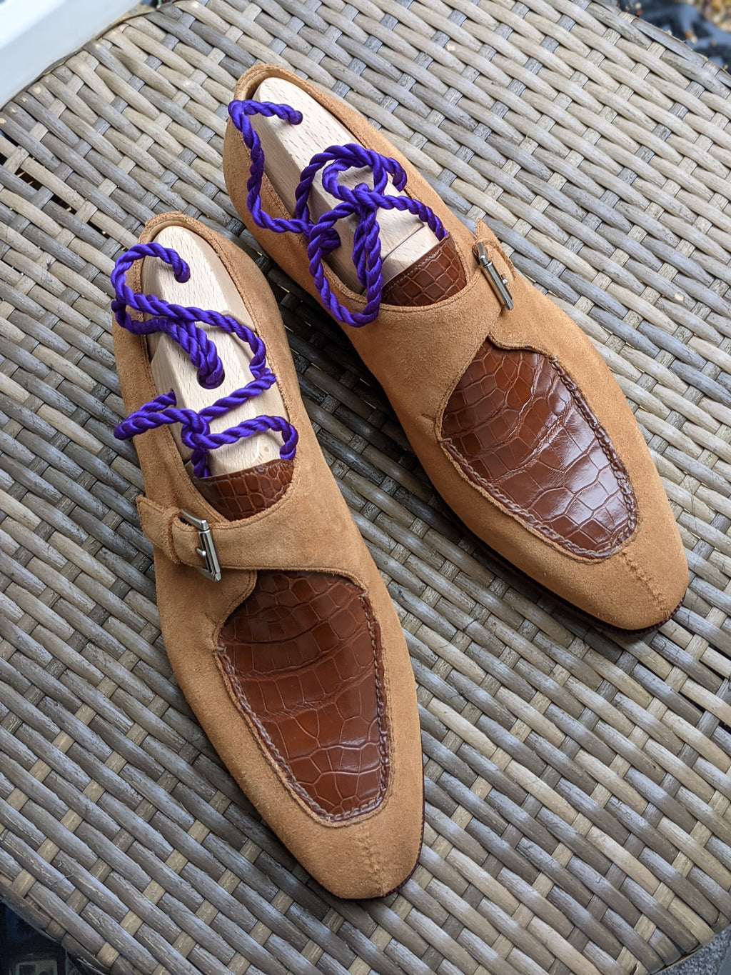 Ascot Andre - Camel Suede & Cognac Crocodile - Ascot Shoes
