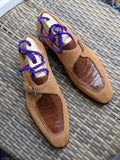 Ascot Andre - Camel Suede & Cognac Crocodile - Ascot Shoes