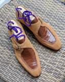 Ascot Andre - Camel Suede & Cognac Crocodile - Ascot Shoes