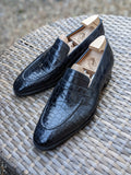 Ascot Wholecut Loafer - Black Piano Alligator - Ascot Shoes