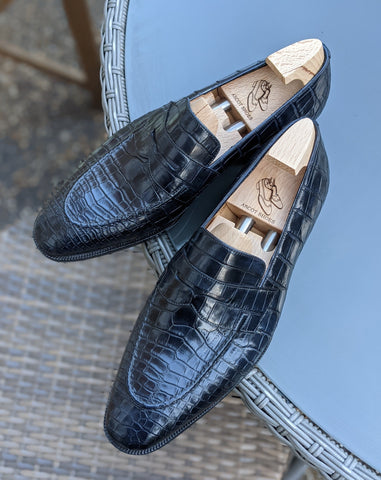 Ascot Wholecut Loafer - Black Piano Alligator