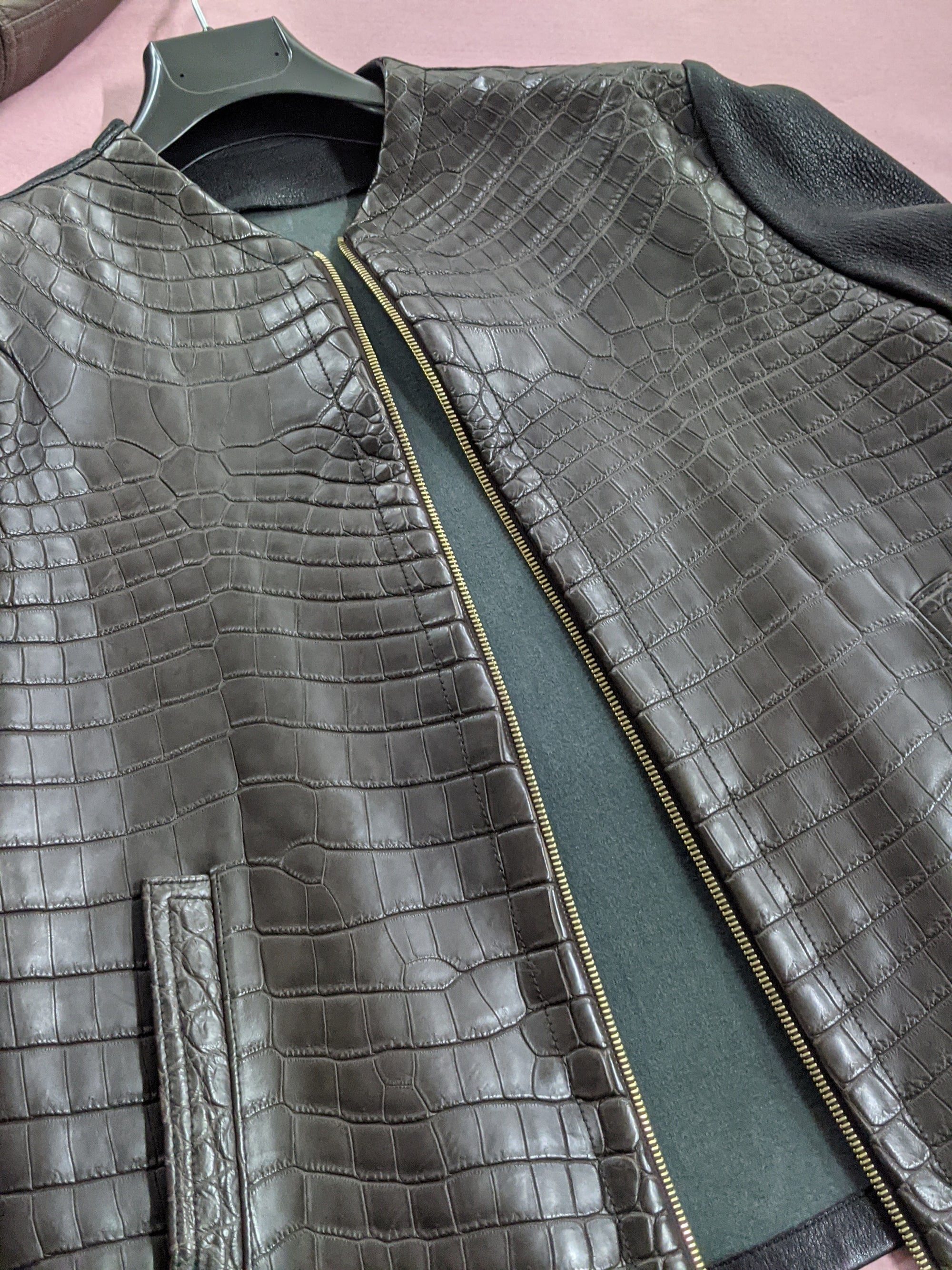 Ascot Biker Jacket - Black Crocodile - Ascot Shoes