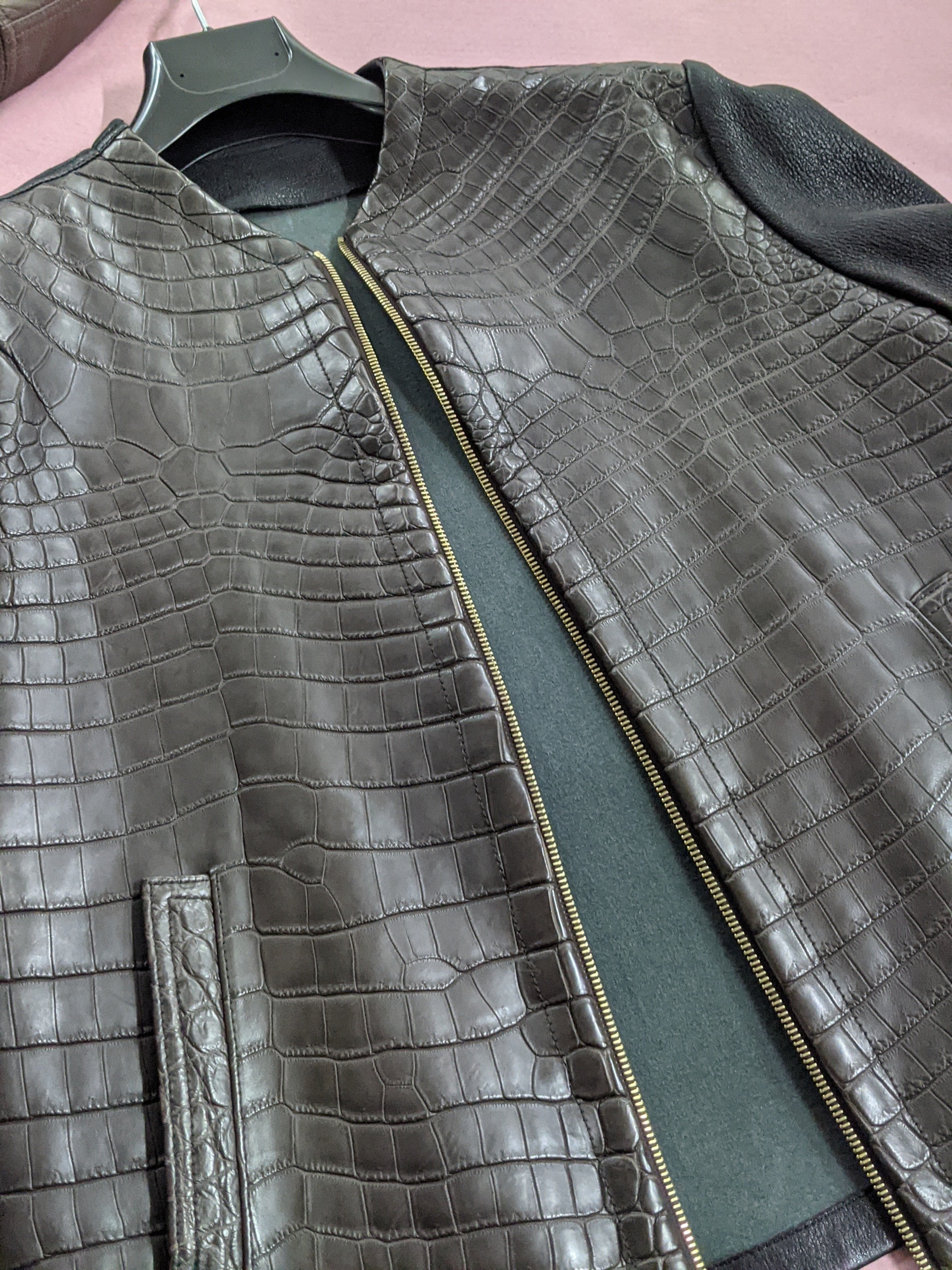 Ascot Biker Jacket - Black Crocodile - Ascot Shoes