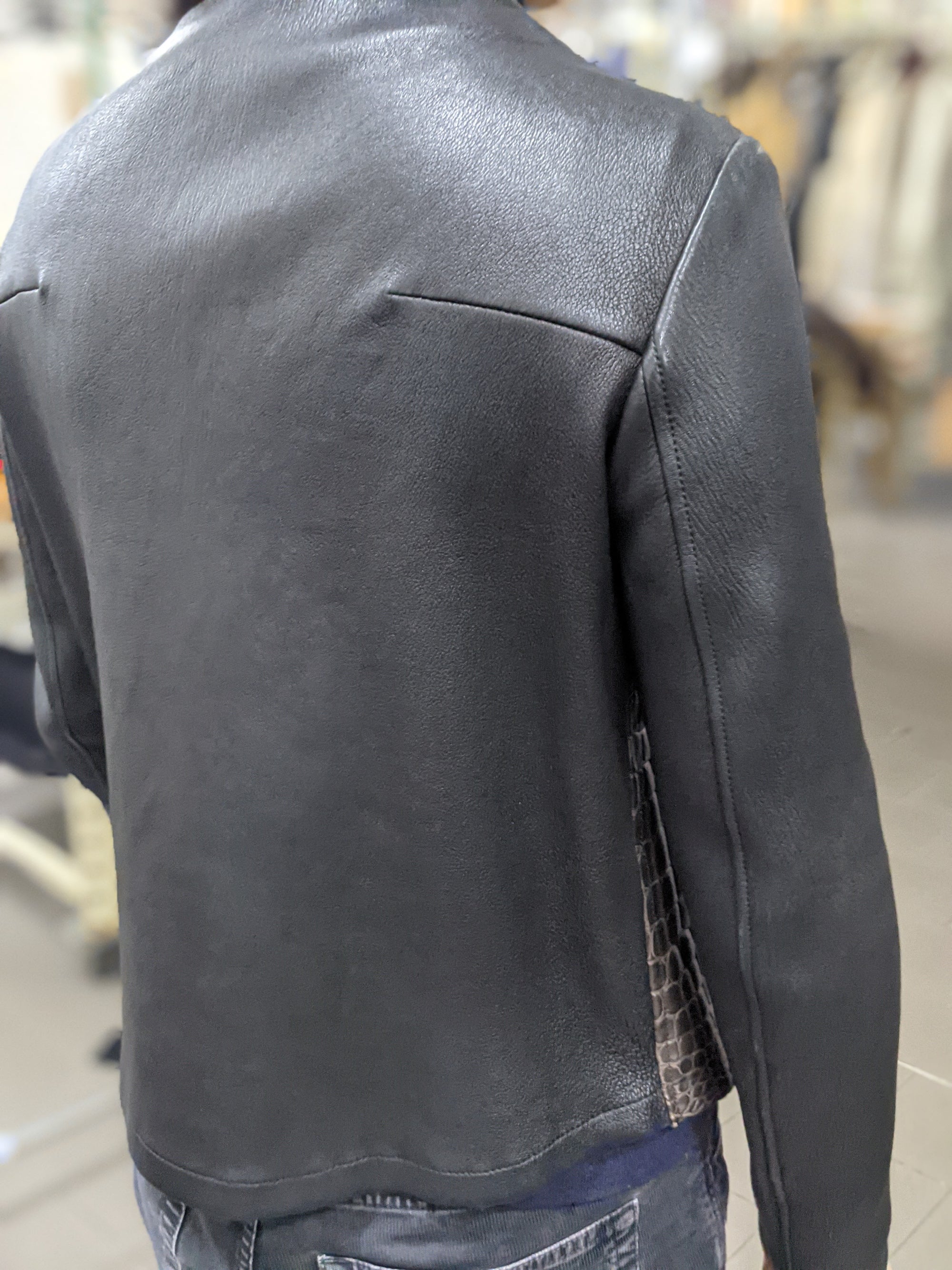 Ascot Biker Jacket - Black Crocodile - Ascot Shoes