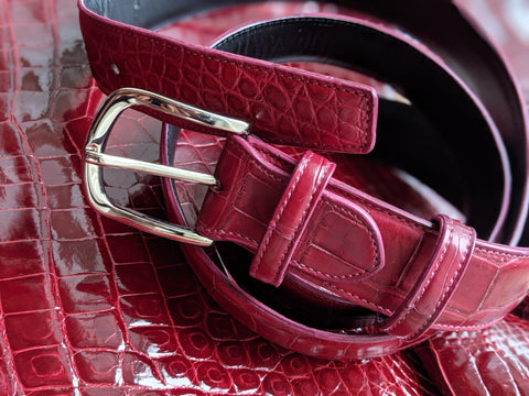 Bespoke Belt -  Burgundy Crocodile