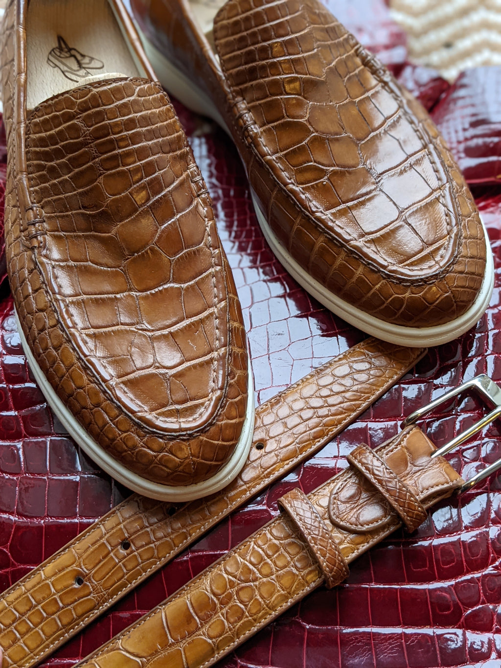 Bespoke Belt - Cognac Crocodile - Ascot Shoes