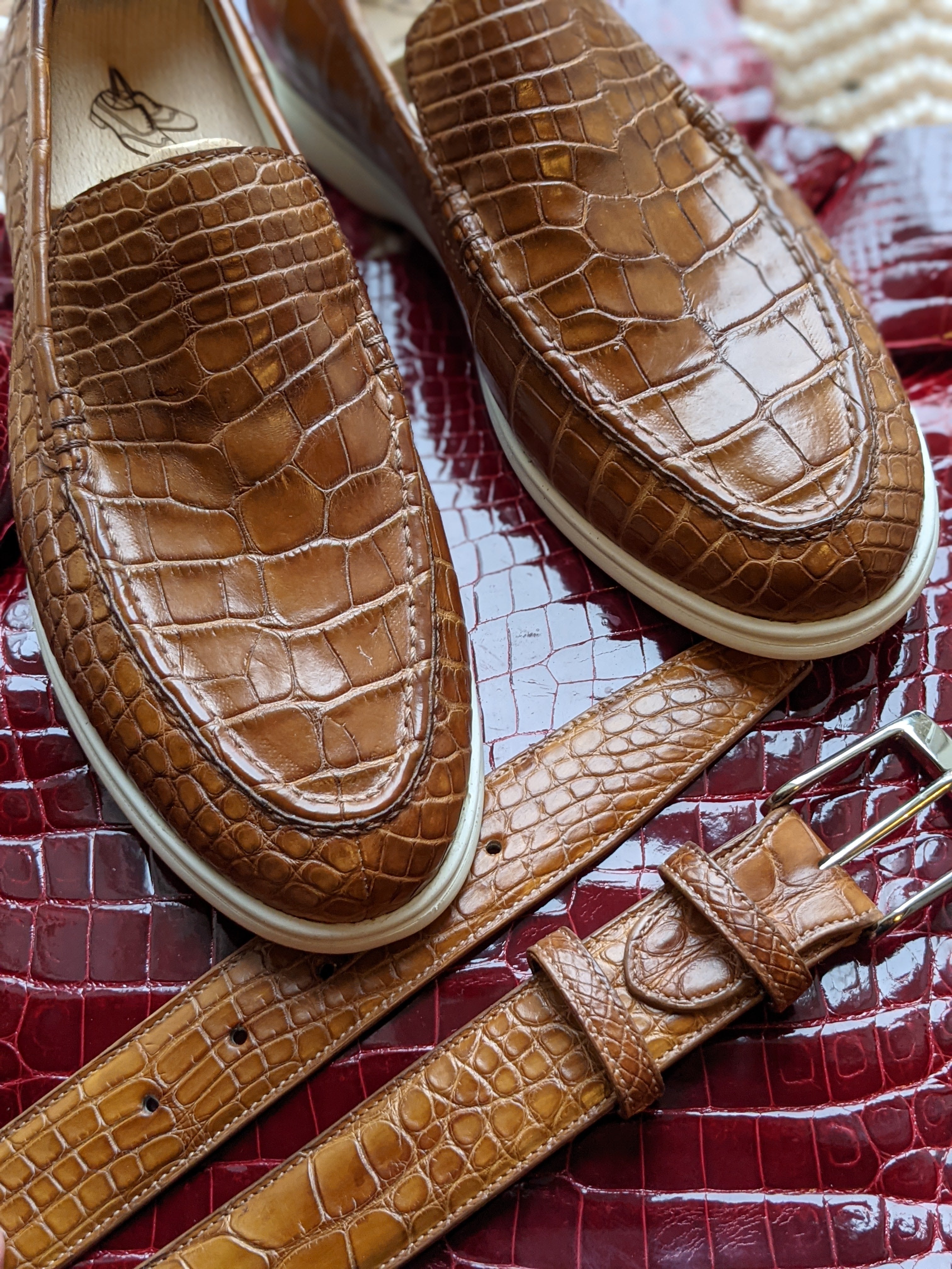 Bespoke Belt - Cognac Crocodile - Ascot Shoes
