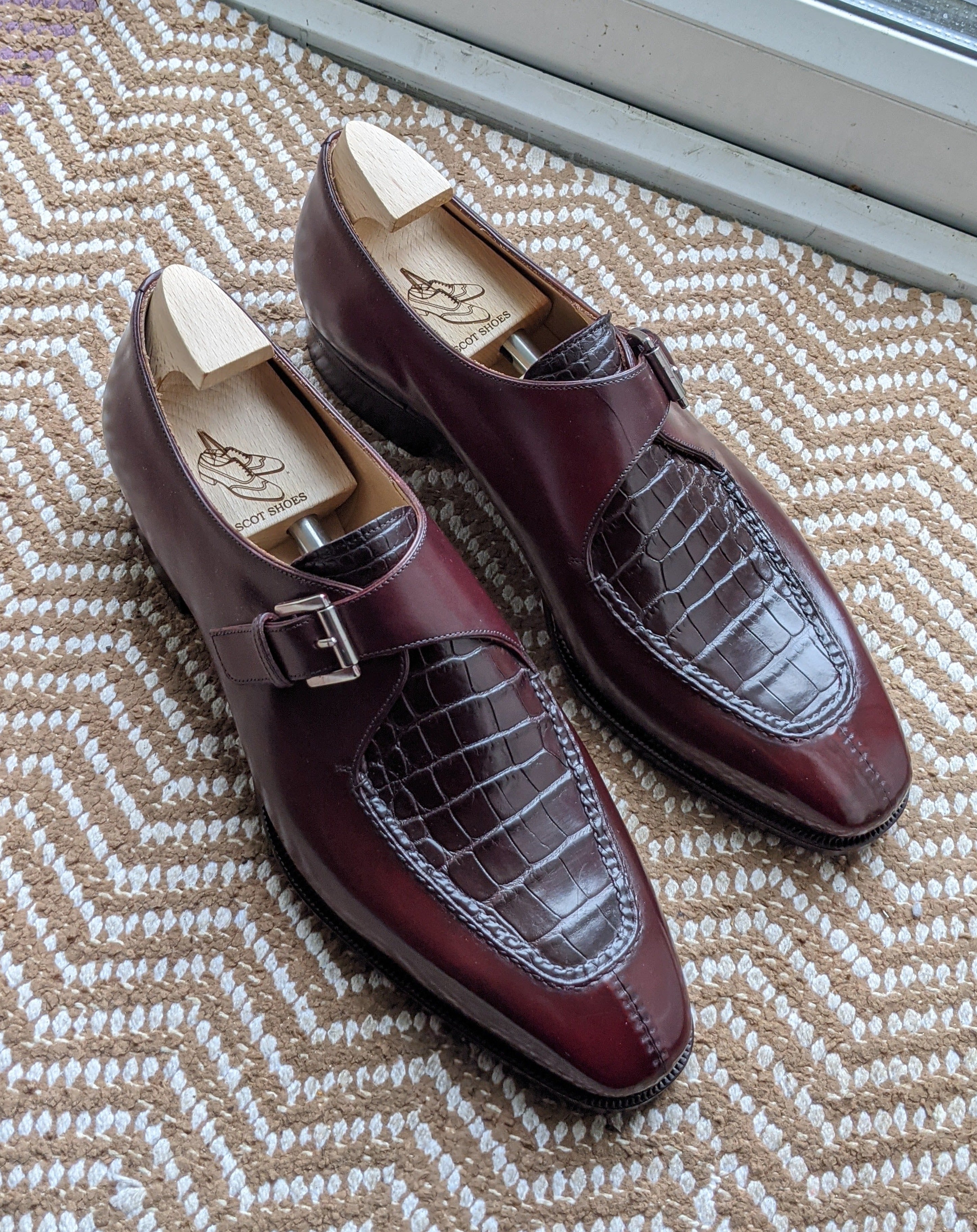 Ascot Andre - Bordeaux calf & bordeaux alligator - Ascot Shoes