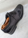 Ascot Pitti - Black Crocodile & Canvas - Ascot Shoes