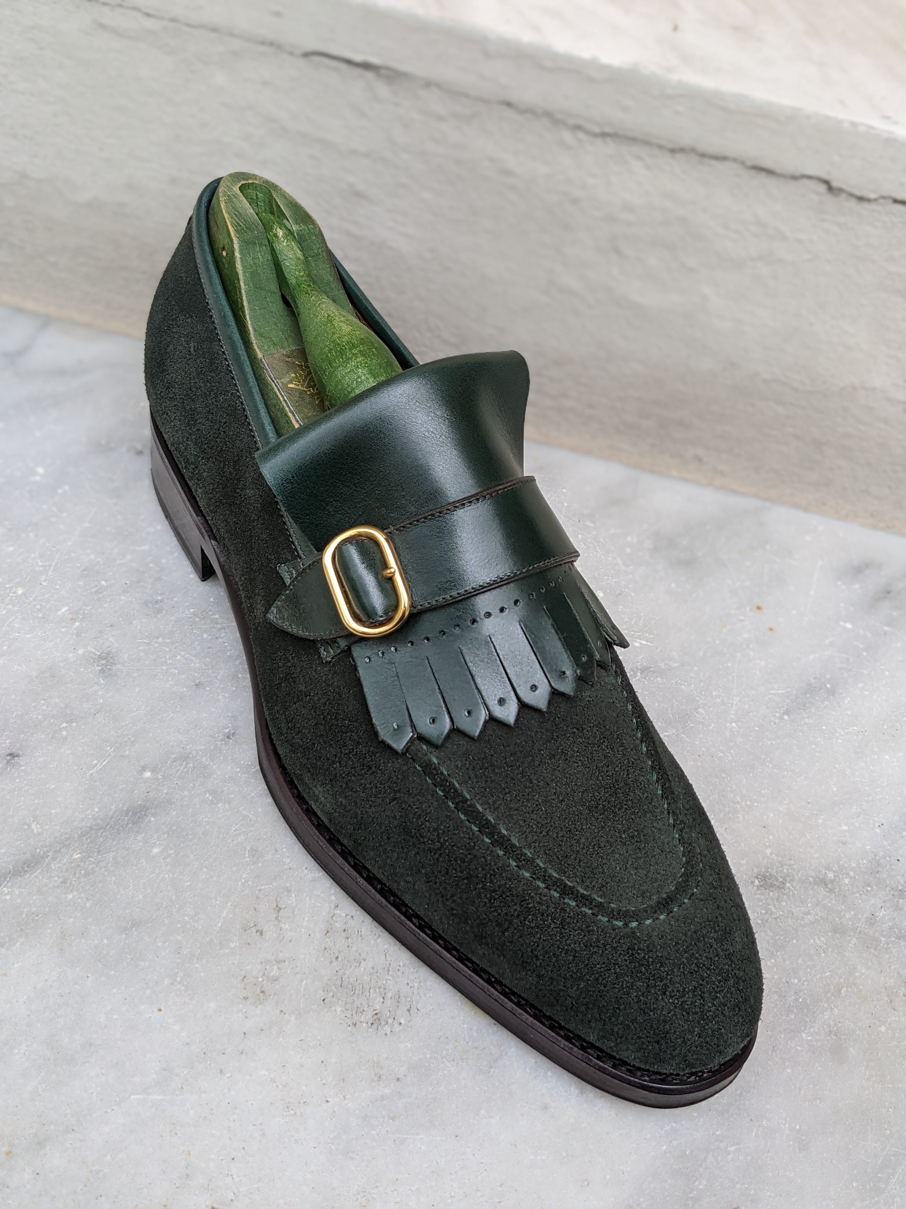 Ascot Caddy - Dark Green Suede & Calf - Ascot Shoes